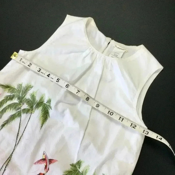 Crewcuts Girls Size 7 Tropical Hawaiian Scene Tank Dress White Orange Pockets - Picture 7 of 10